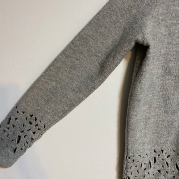 525 America Wool Laser Cut Full Zip Gray Women's Cardigan Sweater Jacket Size M - Picture 7 of 12